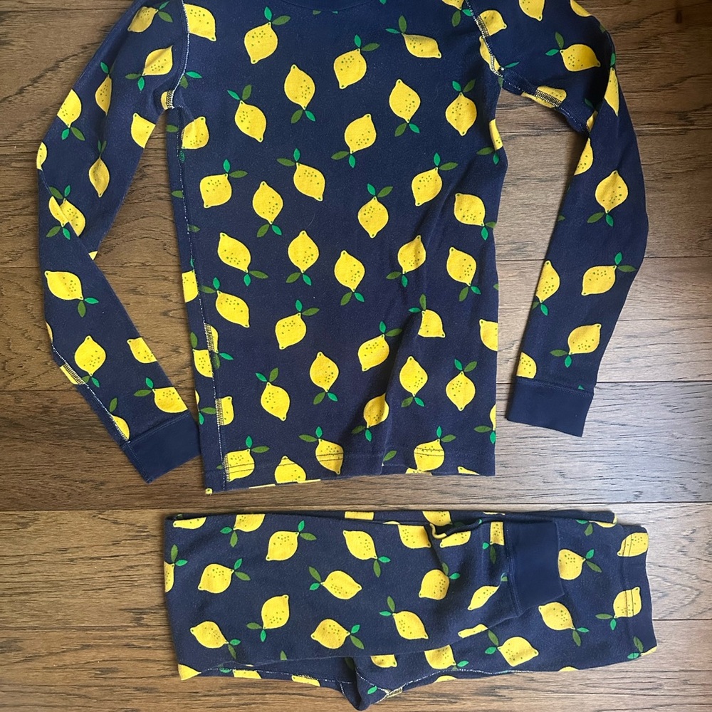 Hanna Andersson Navy Lemon Print Rashguard Set